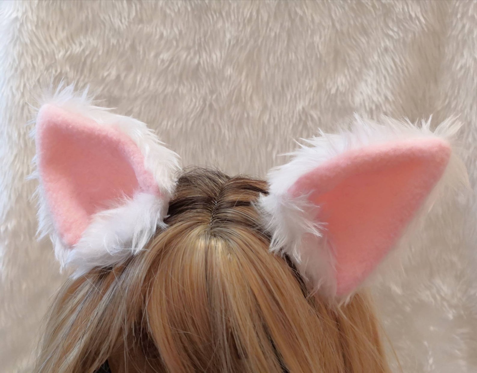 White Furry Cosplay Cat Neko Ears on Hair Clips Kawaii Etsy