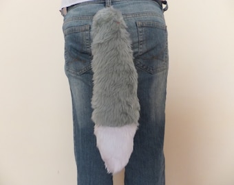 Grey White Tip Cosplay Furry Wolf Tail Fox Husky Dog Kitsune Kawaii Costume Wired Halloween Christmas Dress-up