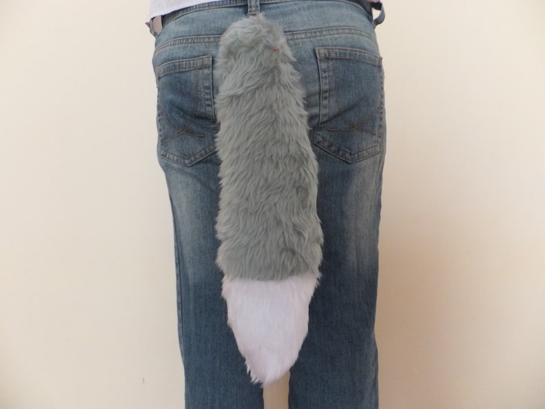 Grey White Tip Cosplay Furry Wolf Tail Fox Husky Dog Kitsune Kawaii Costume Wired Halloween Christmas Dress-up