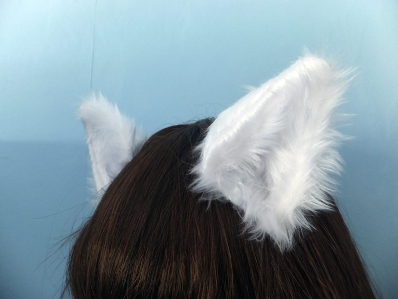 White Cosplay Furry Wolf Arctic Fox Neko Cat Cosplay Ears