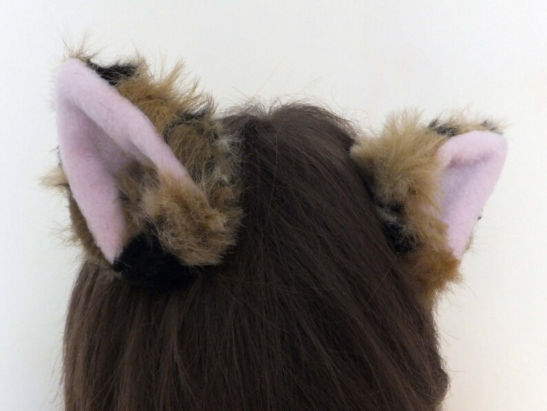 Brown Black Calico Fluffy Faux Fur Cosplay Furry Cat Ears Hair Etsy