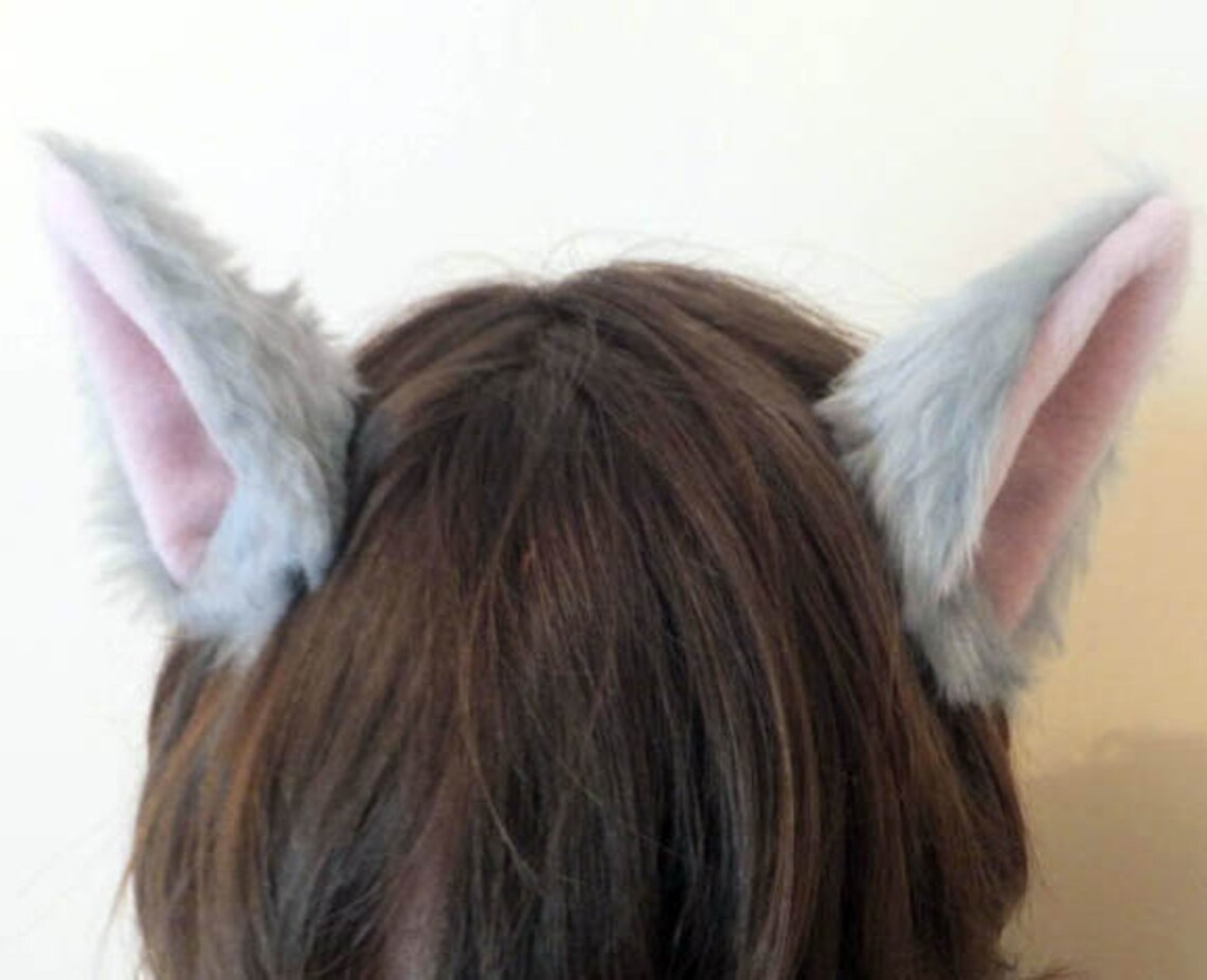 Grey Cosplay Cat Set With Ears Tail & Bell Collar Wired Etsy