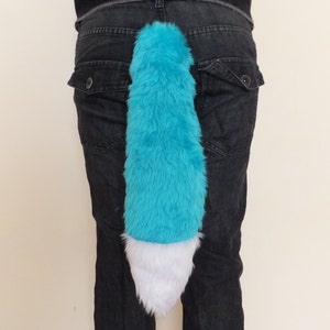 Cosplay de blanc bleu turquoise fourrure loup queue Fox Husky filaire ou Unwired Kitsune Kawaii Costume Halloween Costume Festival d&#39;hiver mignon
