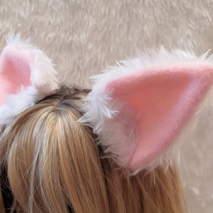 Witte Harige Cosplay Kat Neko Oren op Haar Clips Kawaii Halloween Fursuit Pet Petplay Cute Kitty Kitten