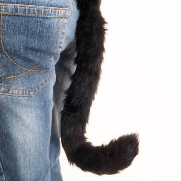 Black Cosplay Furry Cat Tail Wired or Unwired Neko Costume Wired Halloween Dress-up