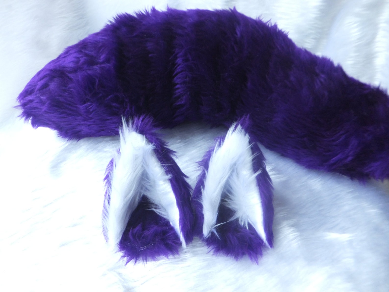 Wired or Unwired Purple Cosplay Wolf Set Ears on Hair Clips Etsy