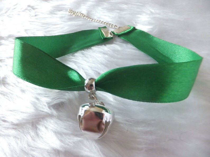 Cosplay Green Ribbon & Silver Cat Bell Collar Choker Neko Etsy