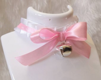Cosplay Frilly White Pink Ruffled Japanese Anime Maid Choker