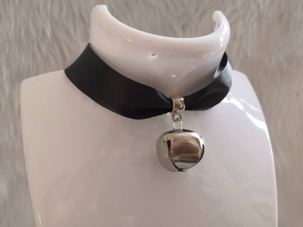 Black Cosplay Ribbon & Silver Bell Cat Collar Choker Neko Etsy UK