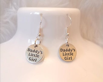 Daddy's Little Girl Circle Charm Sterling Hook Earrings Kawaii Cute Valentines Gift Pastel Ddlg