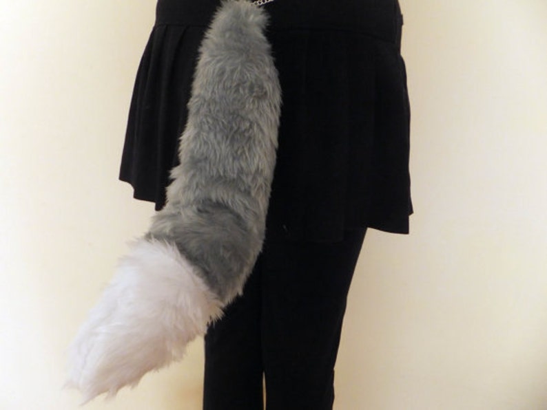 Grey White Tip Cosplay Furry Wolf Tail Fox Husky Dog Kitsune Kawaii Costume Wired Halloween Christmas Dress-up