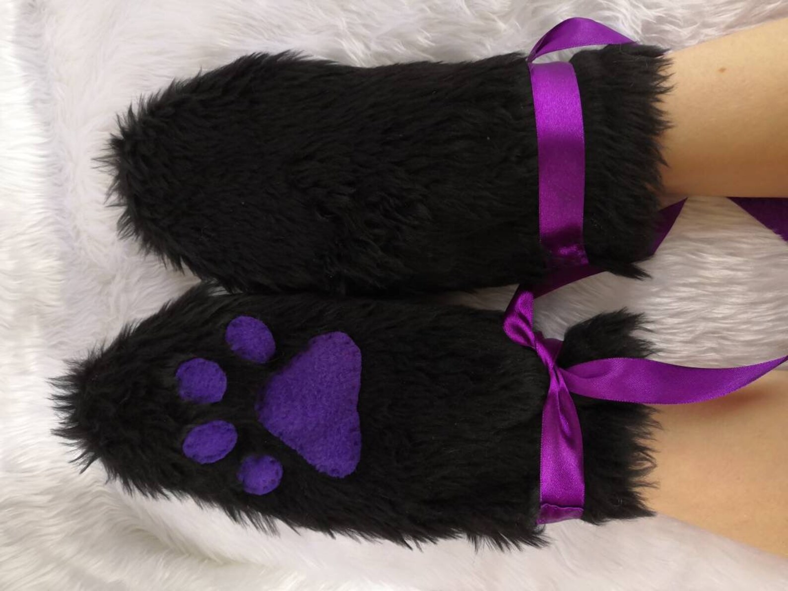 Choose Your Colours Black Play Gloves Mittens Furry Cat Etsy