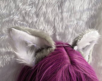 Choose Your Colour | Cosplay Furry Grey Silver Wolf Fox Ears Hair Clips Headband Halloween Costume Festival Fursuit