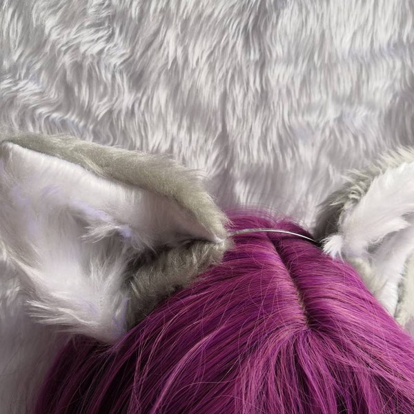 Choose Your Colour | Cosplay Furry Grey Silver Wolf Fox Ears Hair Clips Headband Halloween Costume Festival Fursuit