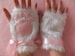 Cute White & Pink Furry Kitty Cat Paw Neko Fingerless Gloves Wrist Warmers Cosplay Halloween Costume Festival 