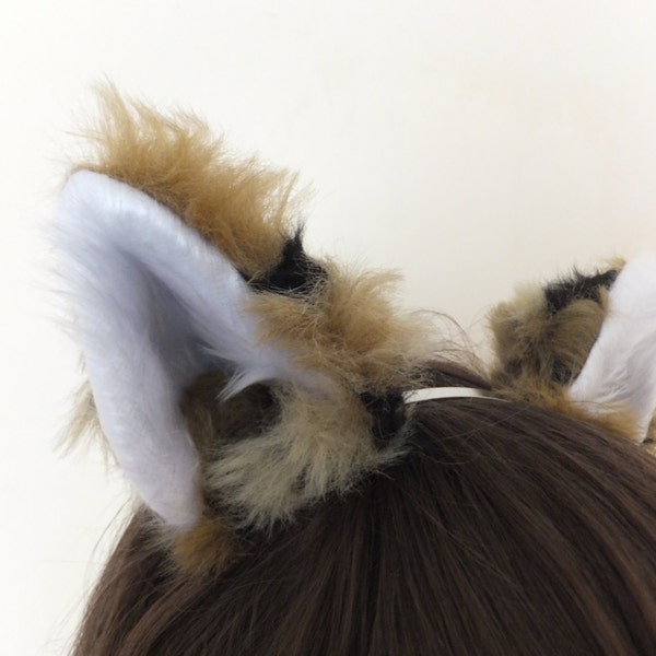 Braun schwarz Wolf Fox Coyote Husky Werwolf flauschige Kunstfell Cosplay pelzigen Ohren Haar-Clips-Stirnband Halloween Kostüm Fursuit Luxus realistisch