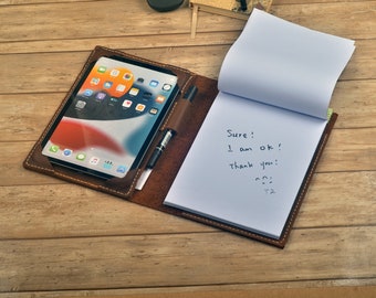 Capa de couro Crazy Horse para iPad mini com bloco de notas A5