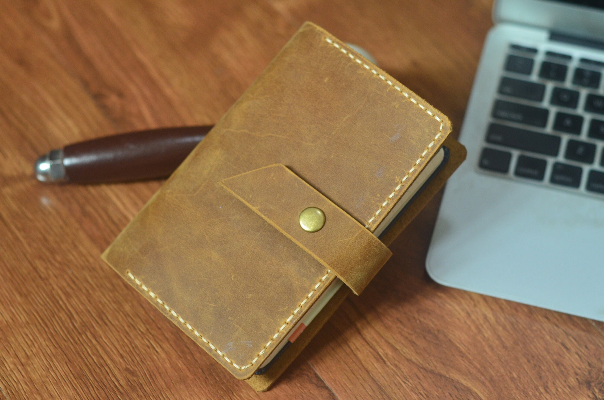 Leather Moleskine Covera6 Notebook Case With Pen Holder A5 Etsy Canada