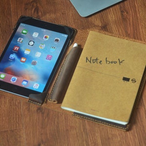 Funda de piel Crazy Horse para iPad Mini: Bloc de notas y portalápices tamaño A5