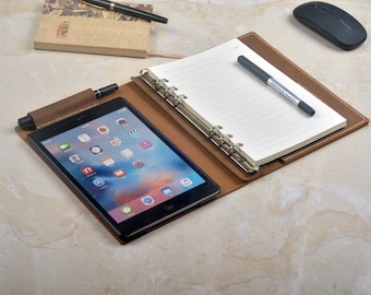 Capa de couro Crazy Horse para iPad Mini com fichário A5