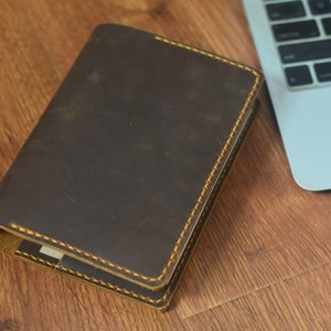 Crazy Horse Leather Notebook Cover: A5 A6 Refillable Writing Pad