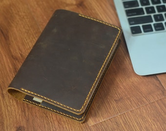 Crazy Horse Leather Notebook Cover: A5 A6 Refillable Writing Pad