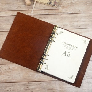 Skórzana okładka A5 Binder,Skórzana okładka 6 Rings Binder Planner,Skórzana obudowa do pisania,Skórzane etui Folio,Notatnik,Spersonalizowany skórzany prezent