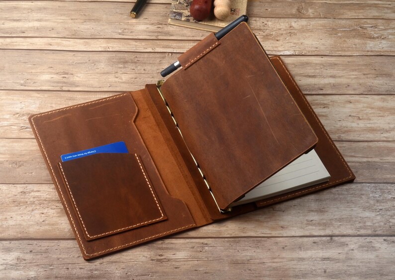 Leather iPad Mini Binder Cover With A5 Paper Pad,6-ring A5 Binder Folio ...