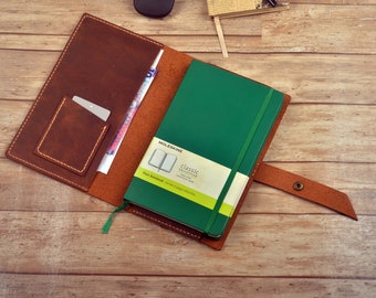 Leather A5 MOLESKINE refillable cover,Notebook Protect Diary Case Handmade in Crazy Horse Leather,Leather Men Women customize personal gift