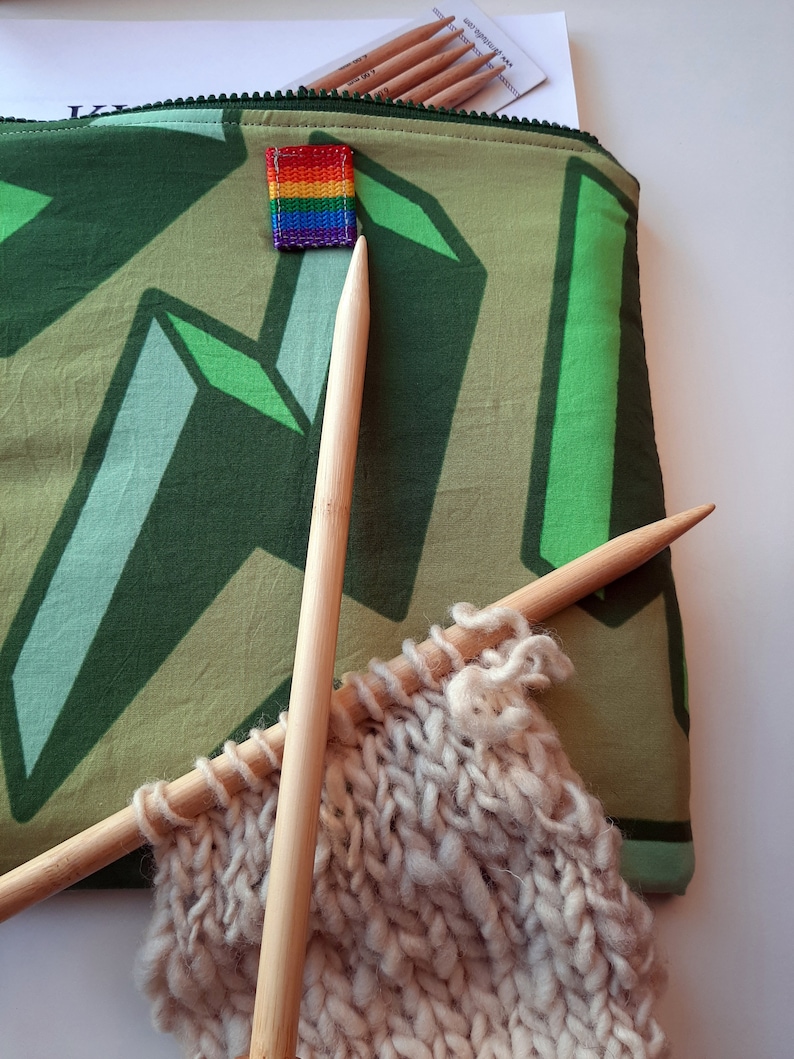 Made with lightining printed fabric A4 document holder with quilted lining Green pattern holder