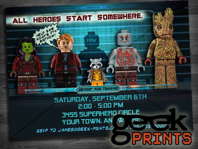 Birthday Invitation Inspired by Guardians of the Galaxy Custom Printable image 1