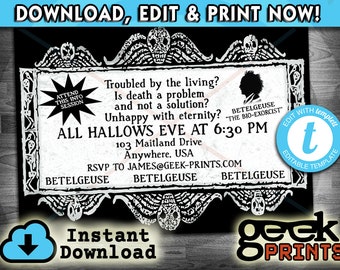 Party Invitation Inspired by Beetlejuice Custom Printable Templett