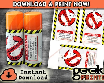 Portable Proton Stream Silly String Labels inspired by Ghostbusters Printable