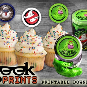 Slime Labels and Cupcake Toppers inspired by Ghostbusters Printable