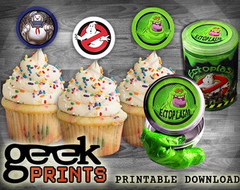 Slime Labels and Cupcake Toppers inspired by Ghostbusters Printable