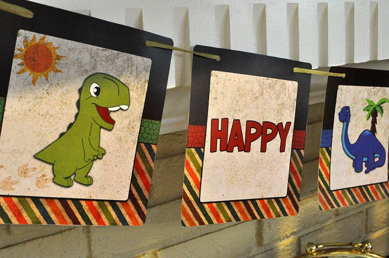 Adorable Dinosaur Printable Birthday Banner image 1