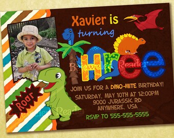 Adorable Dinosaur Birthday Invitation Custom Printable