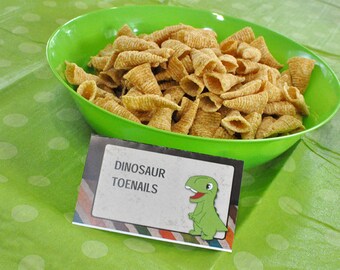 Adorable Dinosaur Party Menu Tent Cards Editable Text Printable