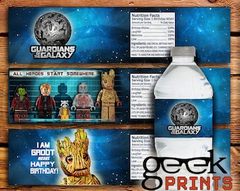 Water Bottle Wrappers Inspired by Guardians of the Galaxy Custom Printable