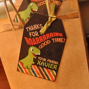 Adorable Dinosaur Water Bottle and Favor Tags Printables image 2