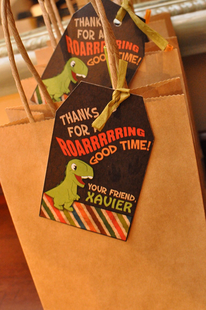 Adorable Dinosaur Water Bottle and Favor Tags Printables image 2