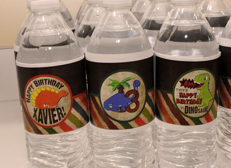 Adorable Dinosaur Water Bottle and Favor Tags Printables image 4