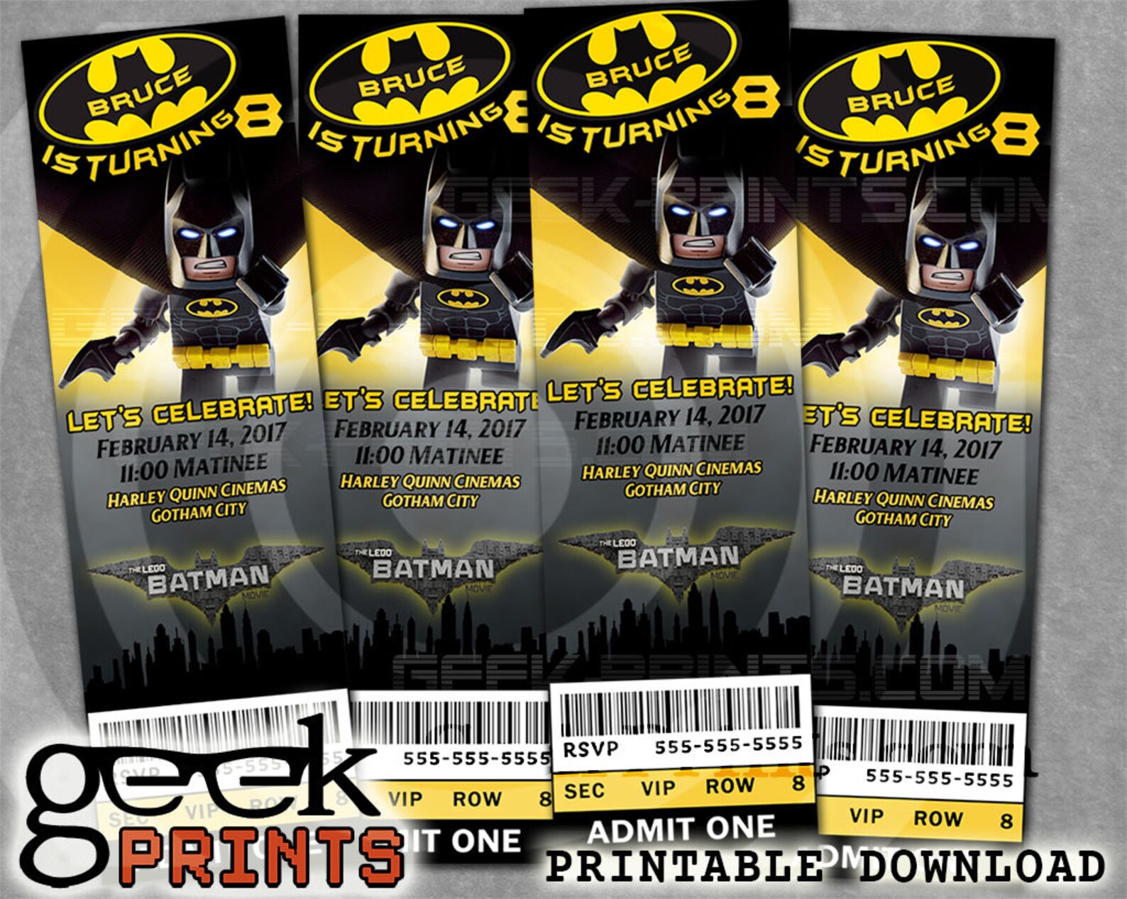 Batman Movie Ticket Stub Birthday Invitation Etsy