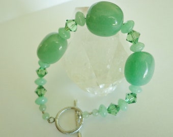 Green Aventurine Bracelet, Green Gemstone Beads Bracelet, OOAK Handcrafted Jewelry Gift for Her