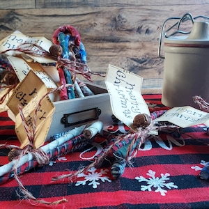 Primitive Style Candy Cane Bundle, Primitive Candy Cane Ornaments, Primitive Candy Canes