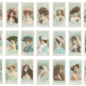 Cartões de chá femininos encantadores em azul, cartões de chá femininos vintage, cartões de chá femininos vitorianos