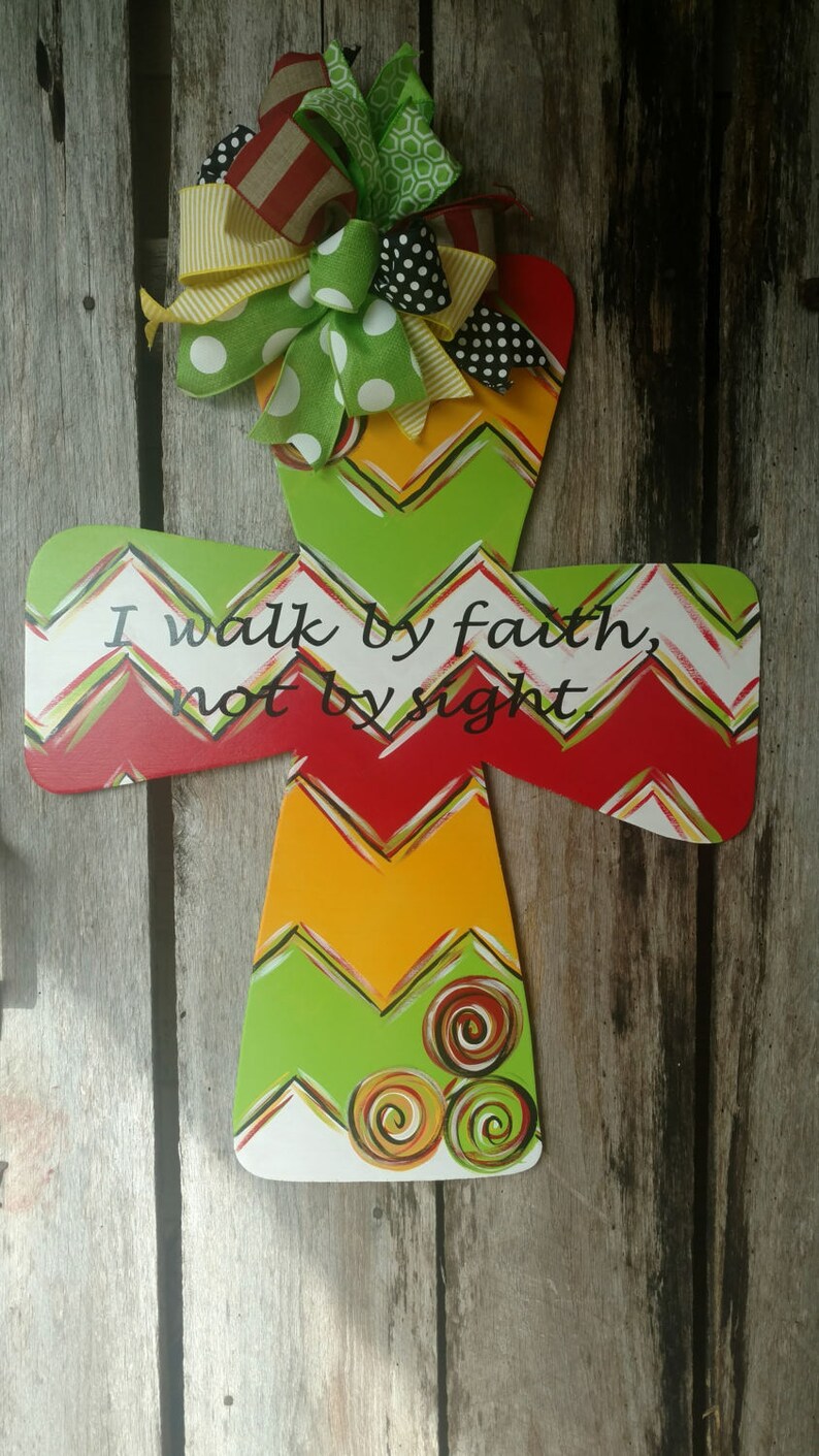 Cross Door Hanger chevron cross walk by faith cross door Etsy