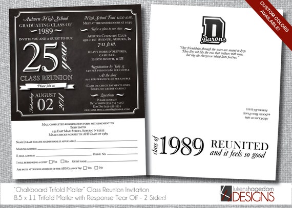 class reunion invitation trifold letter mailer tear off etsy