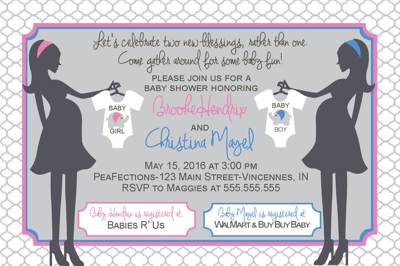 Dual Baby Shower Invitations Printable Free