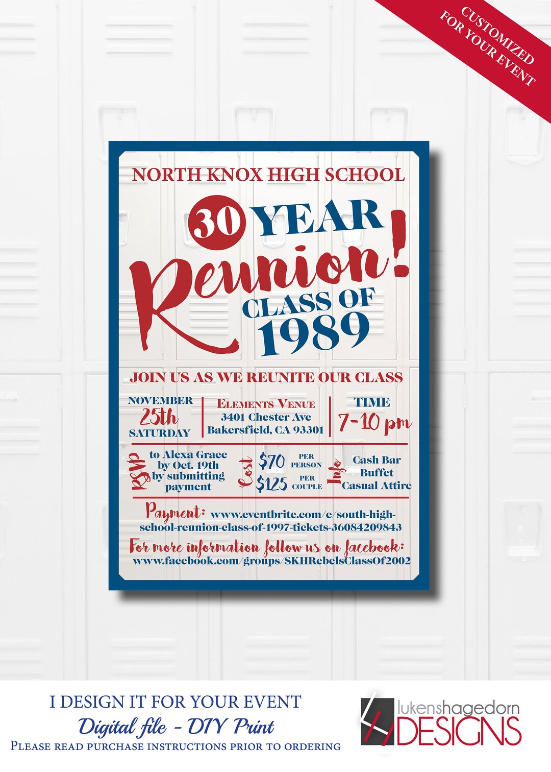 Locker Class Reunion Invitation Customized for Your Event - Etsy